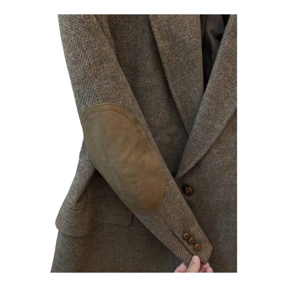 Austin Reed of Regent Street blazer brown virgin wool elbow pads tweed
